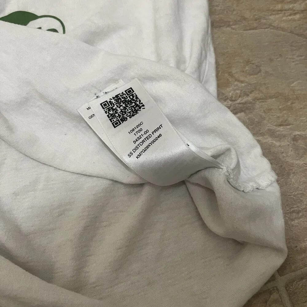 True Religion Mens XL White Distorted World Wide Web Graphic T-Shirt Buddha Tee